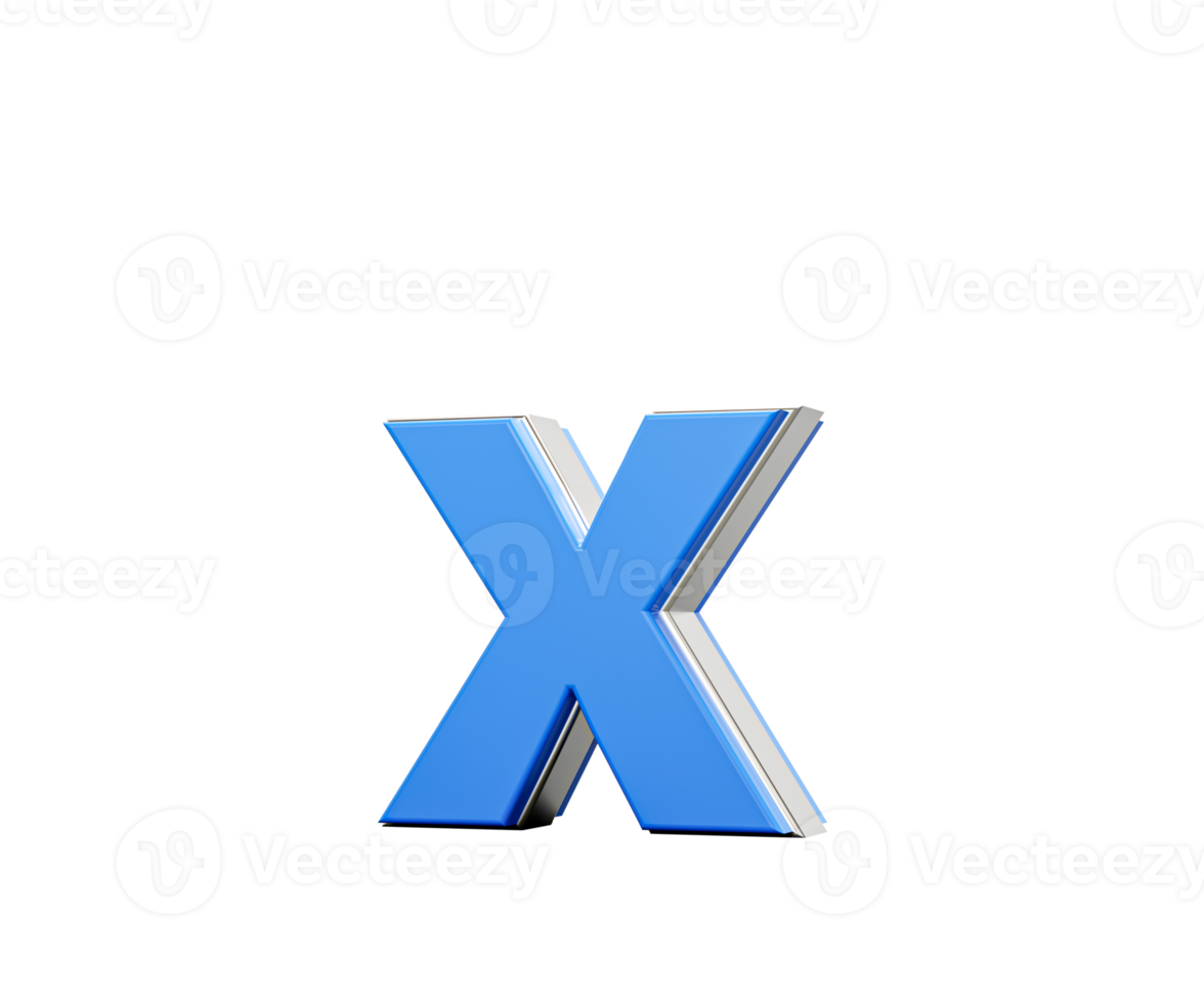 Blue Small Letter x Alphabet x Gleams With Its Sleek Modern Design With Sharp Edges 3D Illustration png
