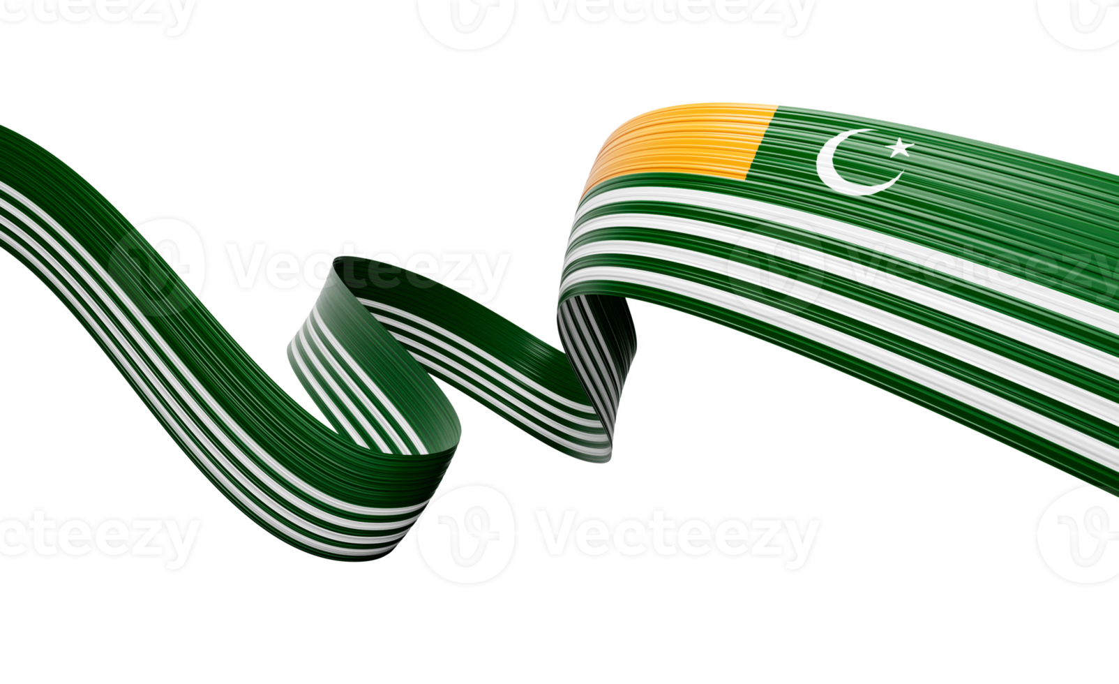 3d Flag Of Kashmir shiny wavy ribbon with crescent moon and star png
