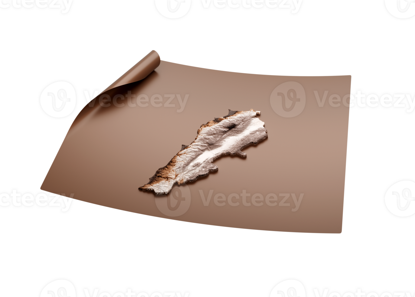Map Of Lebanon Old Style Brown On Unrolled Map Paper Sheet 3d Illustration png