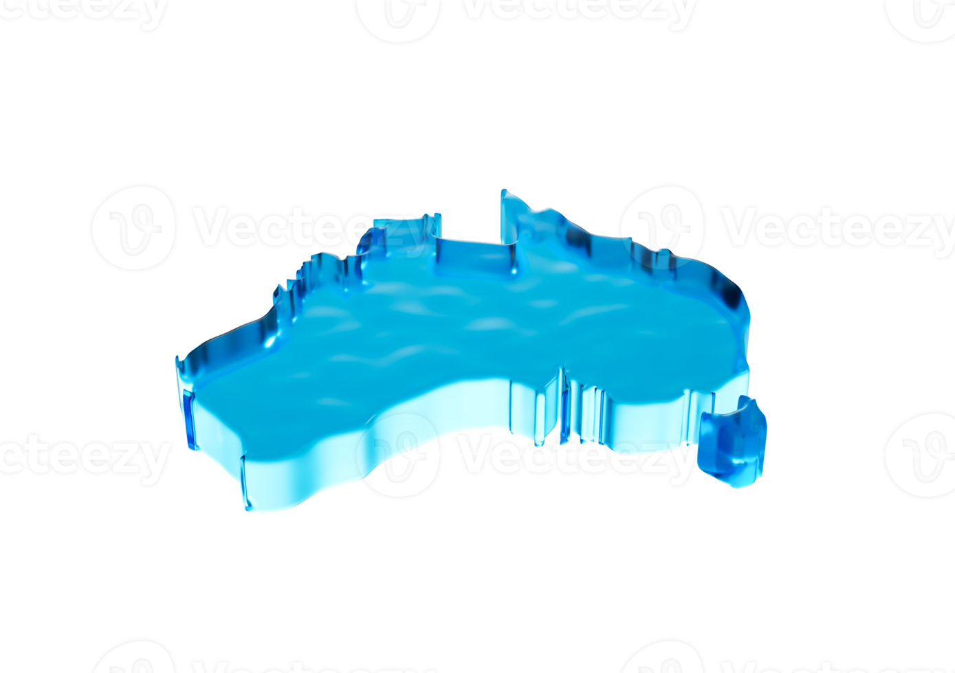 Deep Ocean Blue Ice Water Australia Map Global Warming Water Storage Concept 3D Illustration png