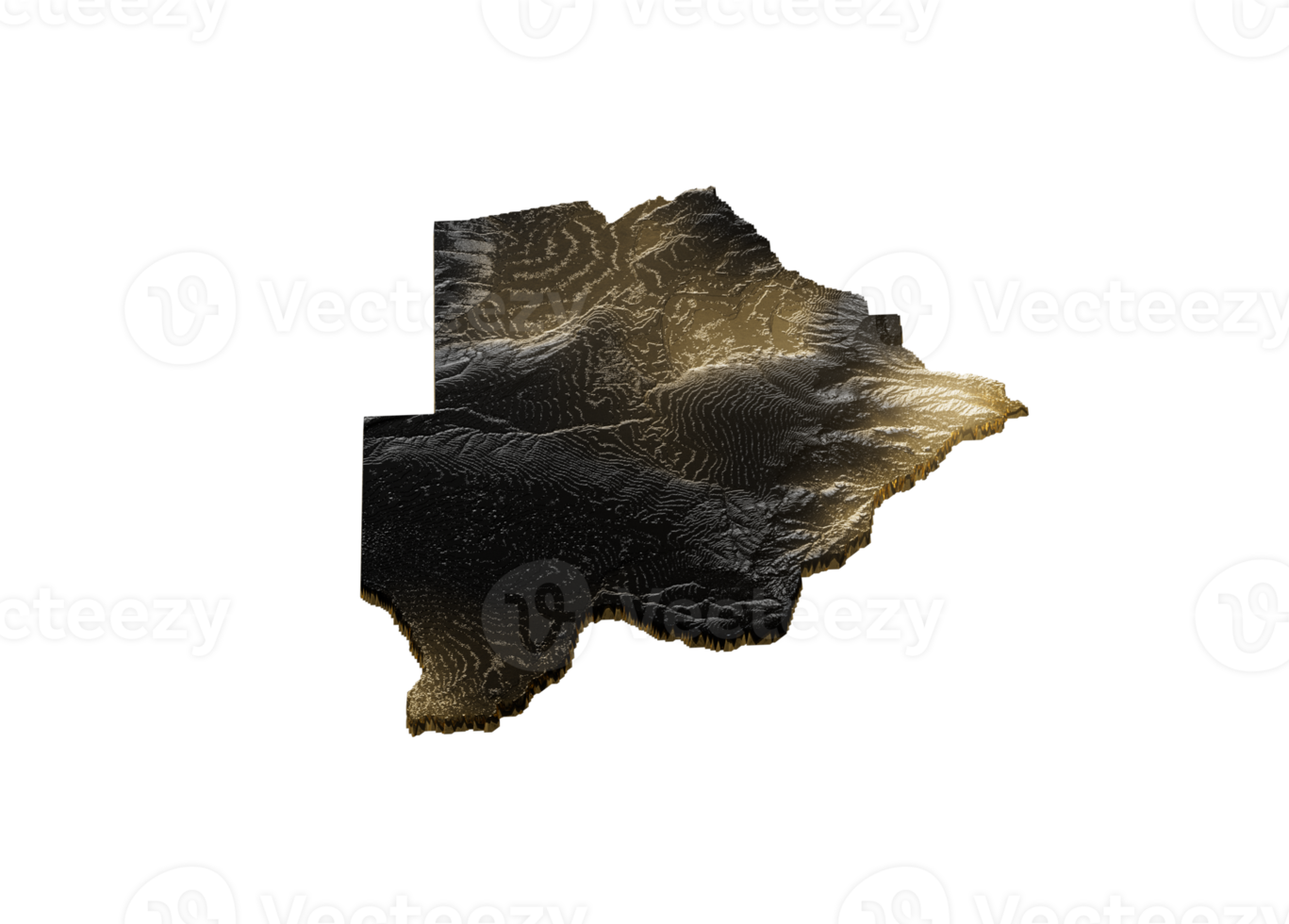 Botswana Map Golden Metallic Texture Map Gold Reserves And Gold Mining Concept 3D Illustration png
