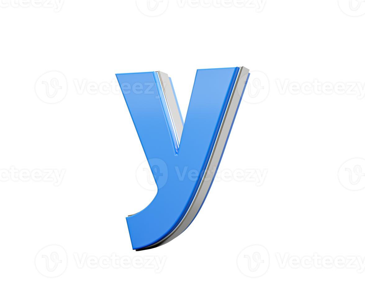 Blue Small Letter y Alphabet y Gleams With Its Sleek Modern Design With Sharp Edges 3D Illustration png