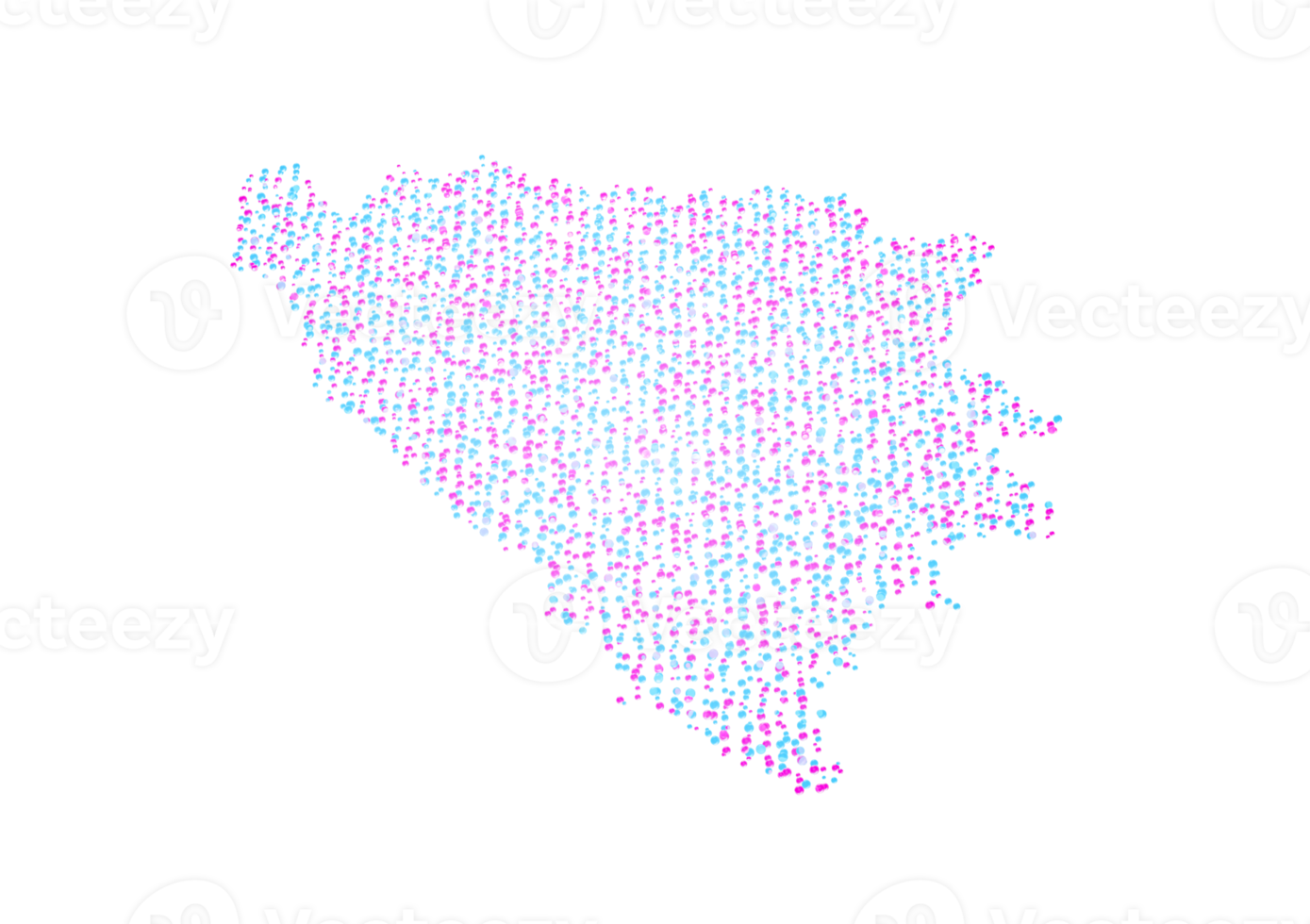 Illuminated Bosnia Digital Data Map Pink And Blue Neon Glowing Particles 3D Illustration png