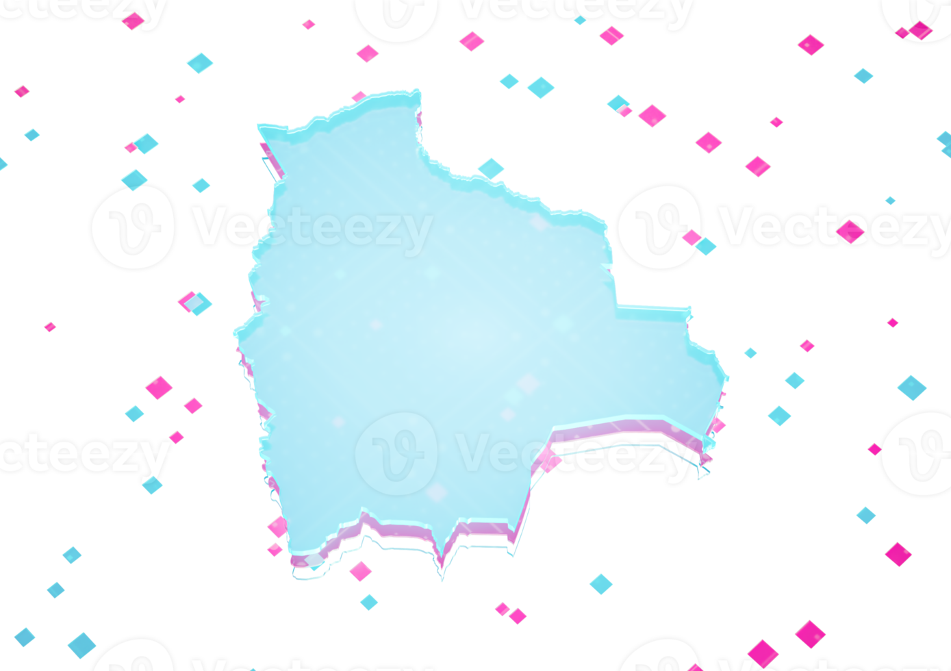 Illuminated Bolivia Data Map Neon Blue Light On Seamless Pattern 3D Illustration png