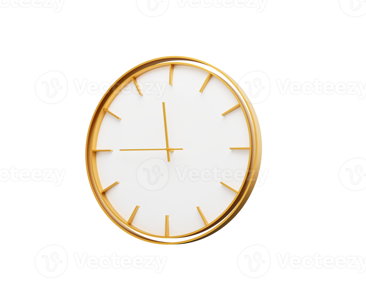 Minimalistic Golden Frame Wall Clock Eleven Forty Five 11 45 For Modern Interiors 3D Illustration png