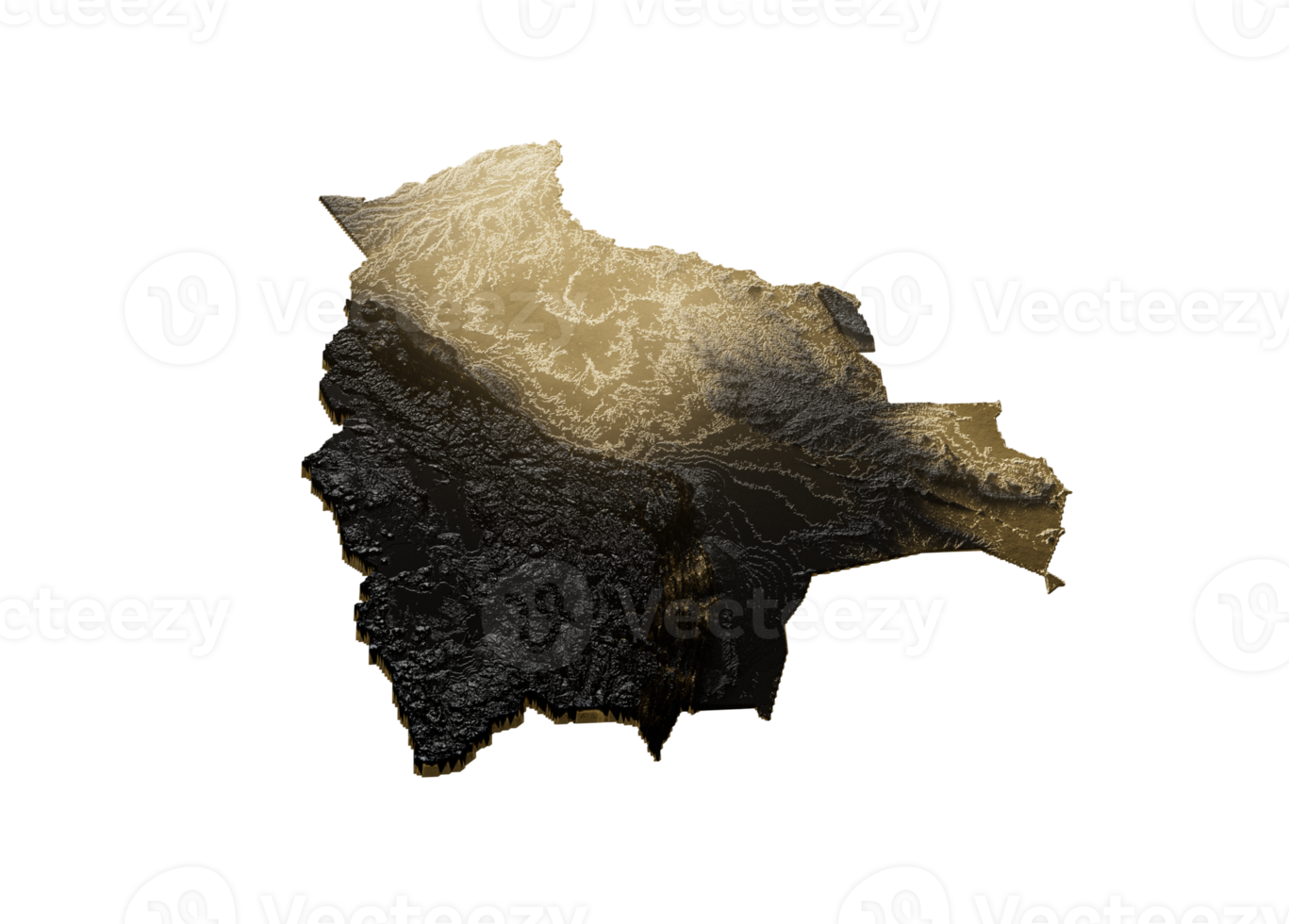 Bolivia Map Golden Metallic Texture Map Gold Reserves And Gold Mining Concept 3D Illustration png