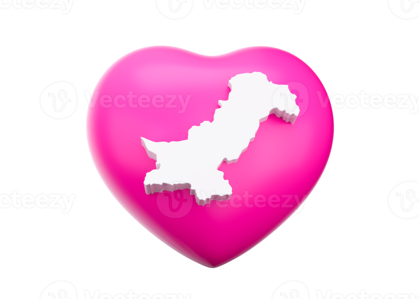 Pink Heart With Map Of Pakistan 3d Illustration png