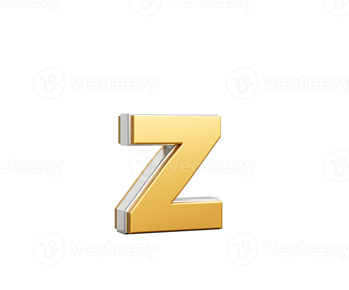 Shiny Golden Small Letter z Gleams With Its Sleek Modern Design With Sharp Edges 3D Illustration png