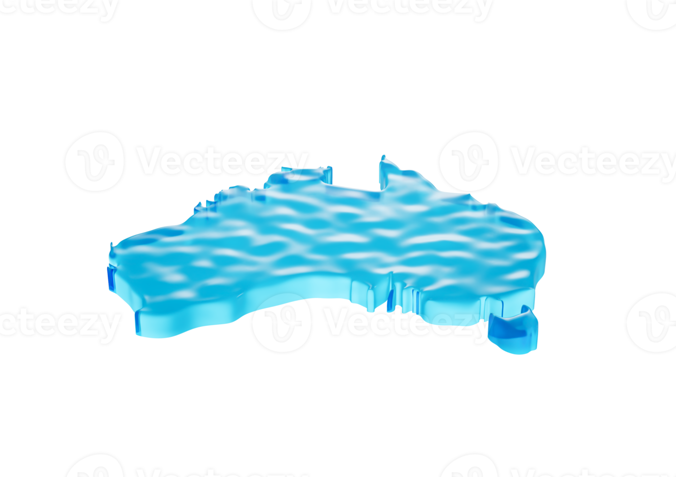 Ocean Blue Ice Water Australia Map Global Warming Water Storage Concept 3D Illustration png