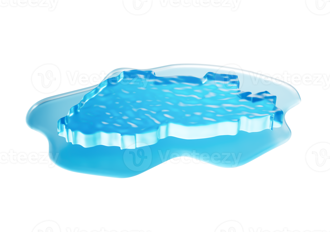 Ice Map of Bhutan global warming melting glacier in deep blue water 3d illustration png