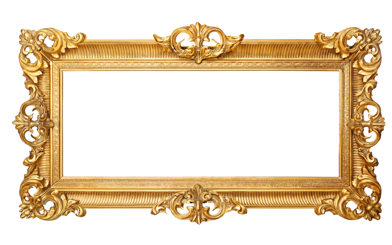 Antique gold frame on isolated background png