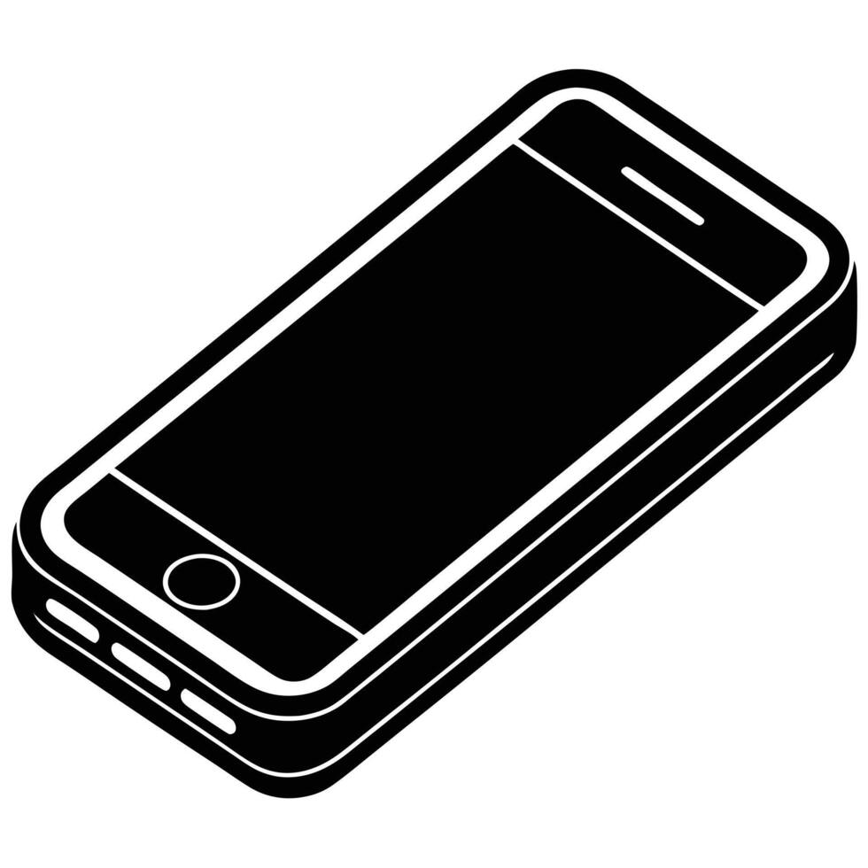 Black and white smartphone icon illustration with modern technology design vector