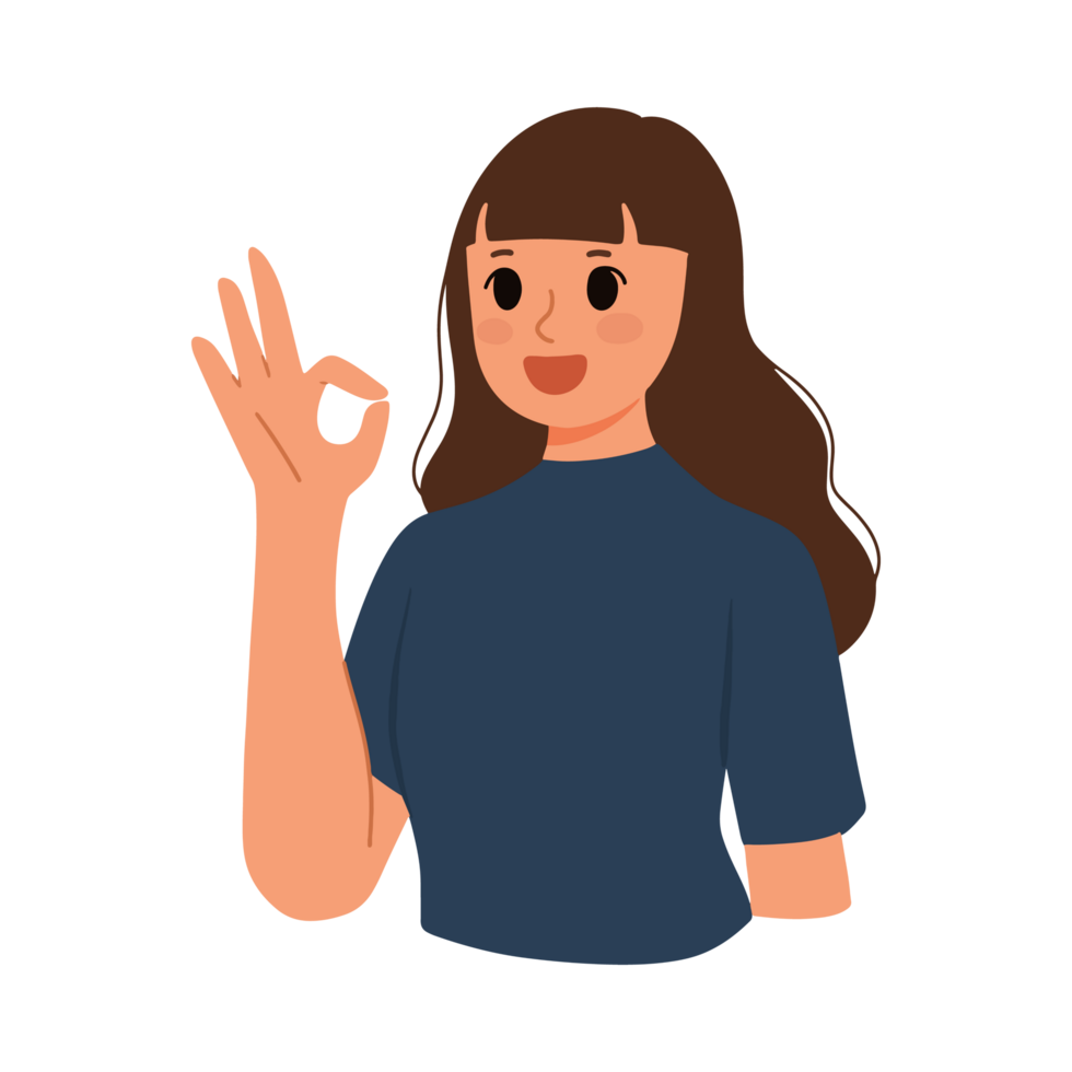A woman making an ok sign with her hand png