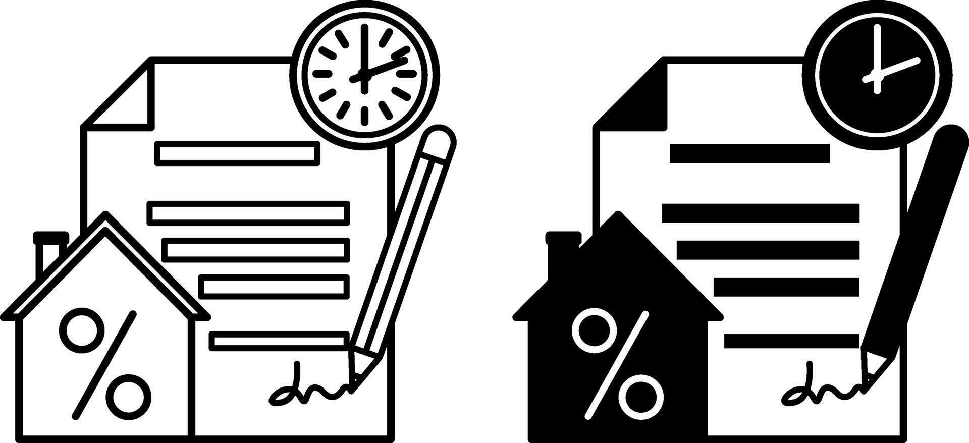 Mortgage Icons. Black and White Illustration. Home Loan. Personal Finance Concept vector