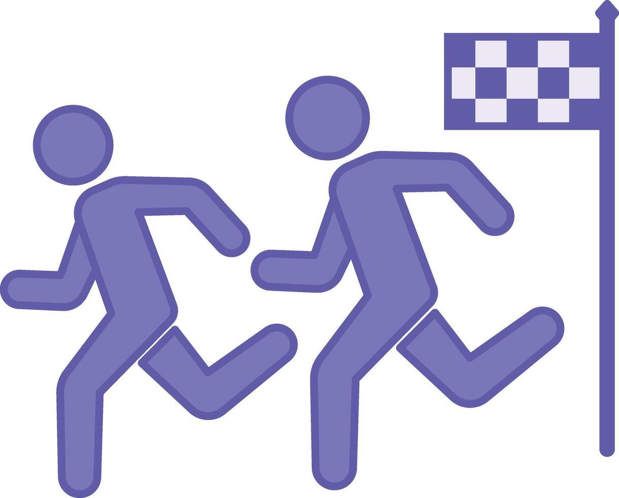 Colored Race Icon. Illustration. Running Competition. Athletes Run Fast To Finish, Sports. Running Concept vector