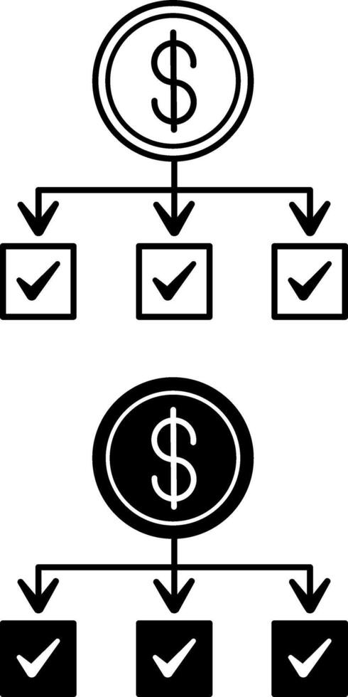 Expense Icons. Black and White Illustration. Expenses in the Process of Business Activity. Budget Reduction. Personal Finance Concept vector