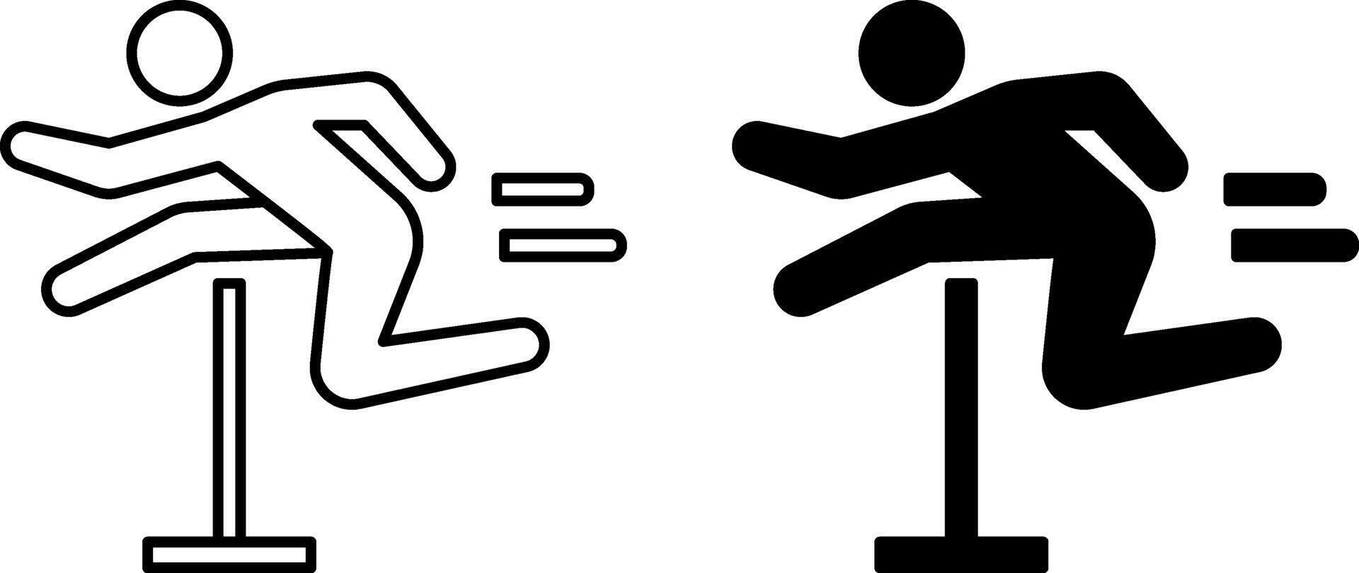 Hurdle Icons. Black and White Illustration. Athlete Jumping Over Hurdle. Competition, Sport. Running Concept vector