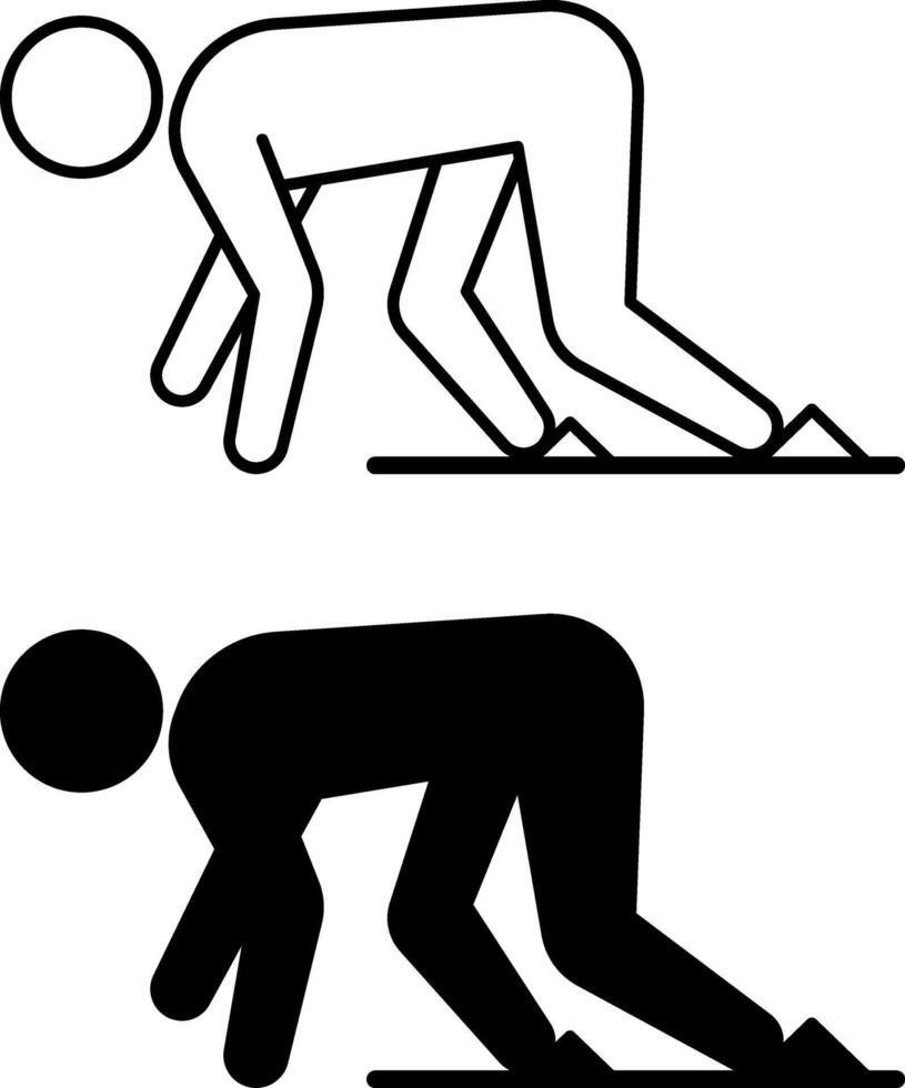 Starting Block Icons. Black and White Illustration. Device for Supporting Sprinter's Feet at the Start of the Race. Sport, Competition, Runner. Running Concept vector
