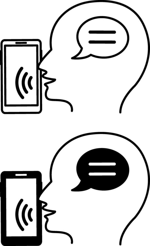 Talking Icons. Black and White Illustration. Man Talking on Phone. Concept Speaking vector