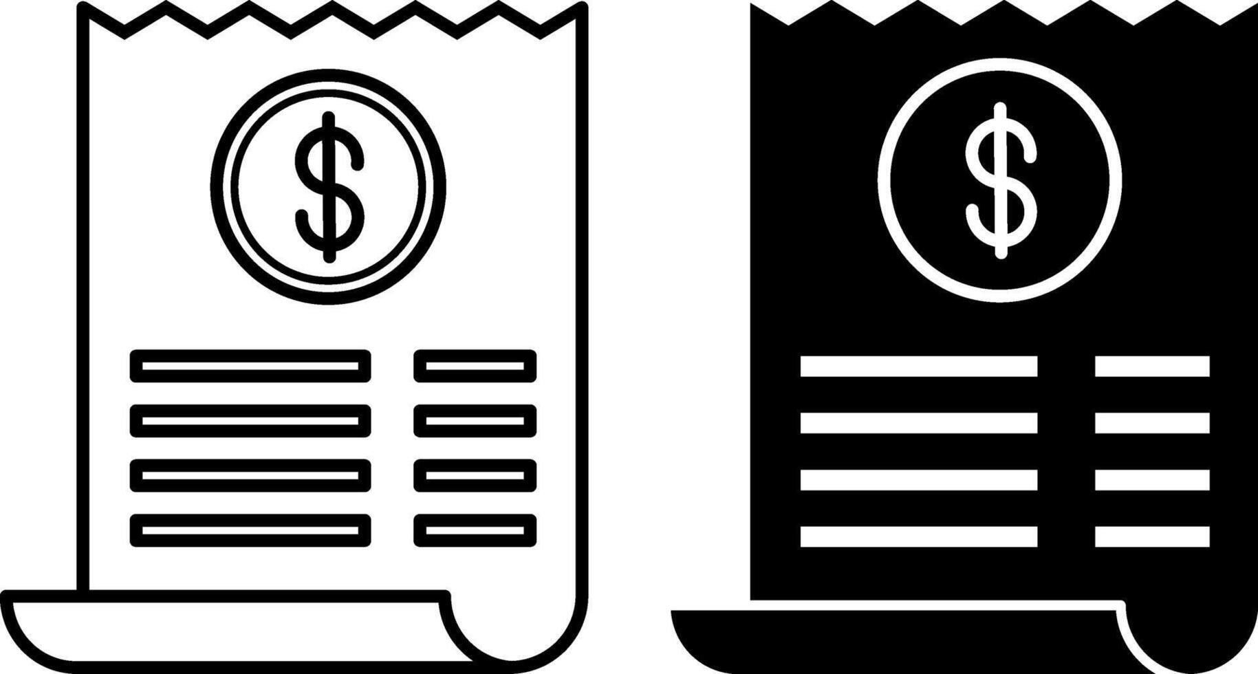 Receipt Icons. Black and White Illustration. Cash Receipt, Check. Personal Finance Concept vector