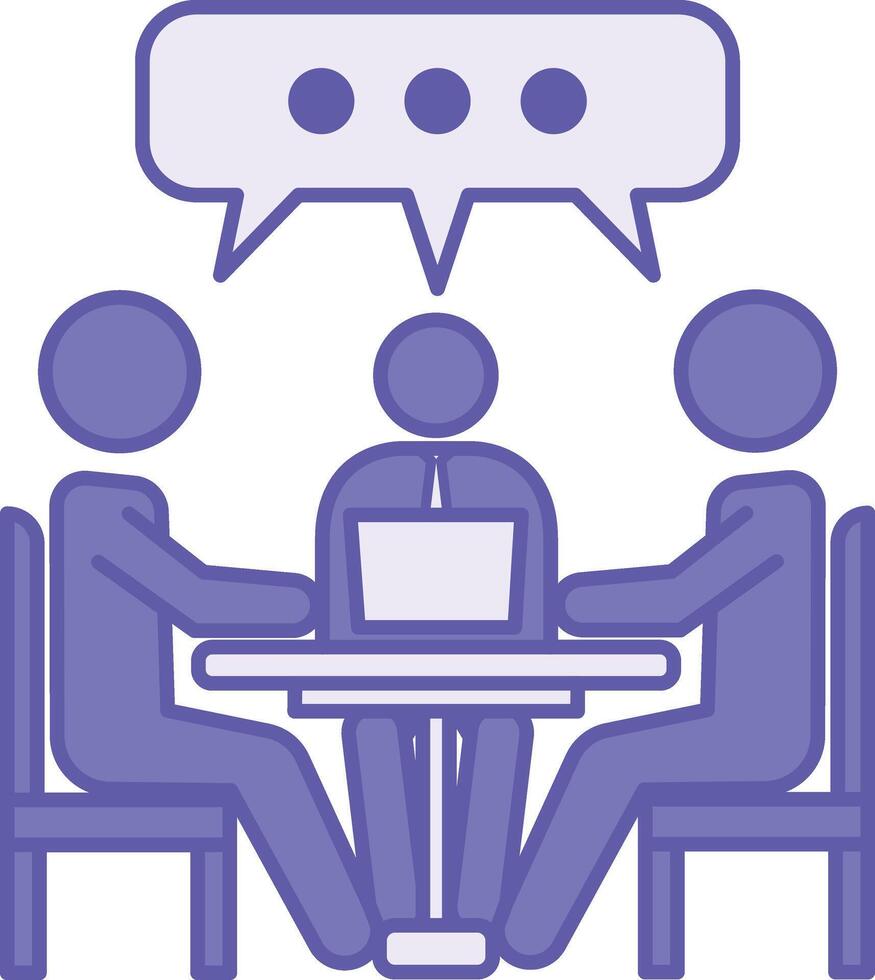 Colored Discussion Icon. Illustration. People Sitting at a Table and Talking. Meeting, Seminar. Speaking Concept vector