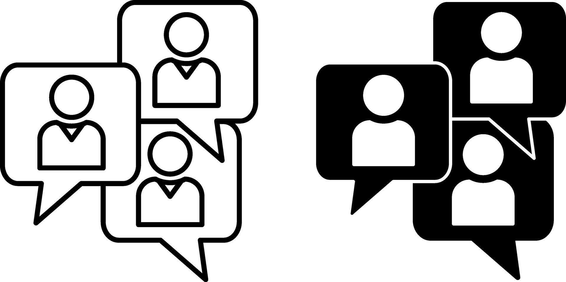 Group Talk Icons. Black and White Illustration. People Chatting. Speaking Concept vector