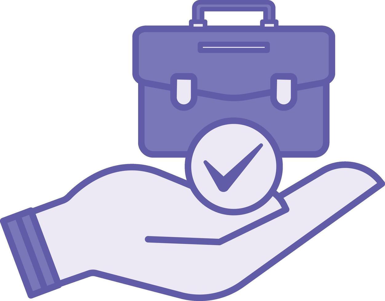 Colored Employment Icon. Illustration. Work Briefcase on Human Hand. Work and Office Concept vector