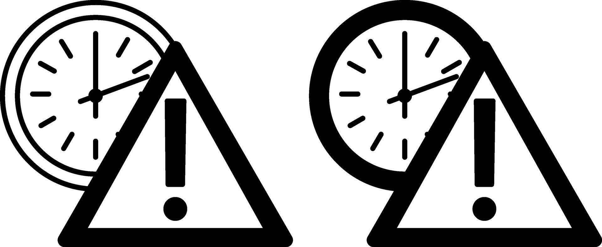 Late Icons. Black and White Illustration. Clock and Prohibition Sign. Running Concept vector