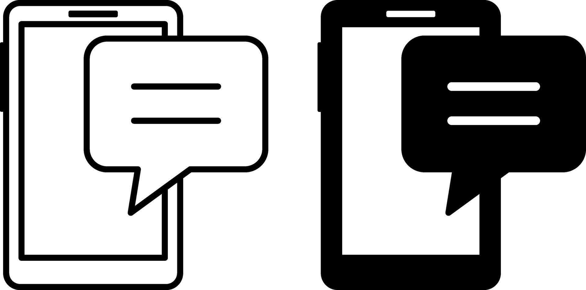 Chat Icons. Black and White Illustration. Mobile Phone Chat, Text Exchange. Speaking Concept vector