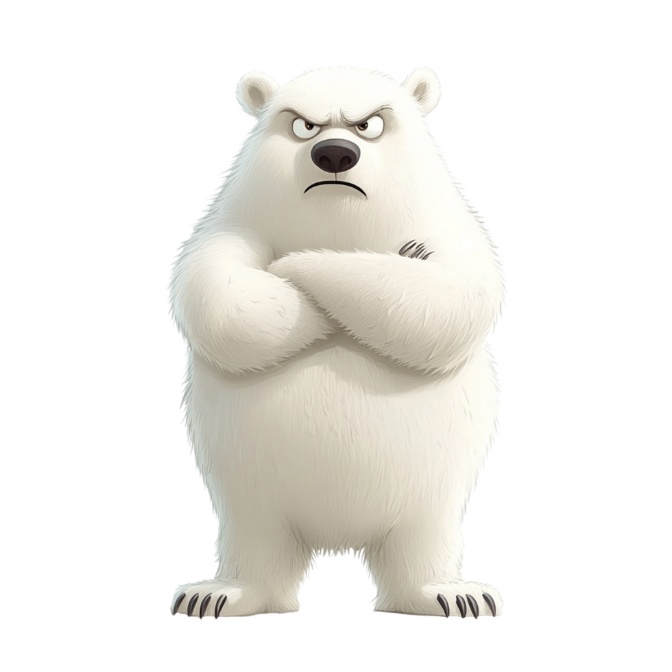 A cartoon polar bear with arms crossed png