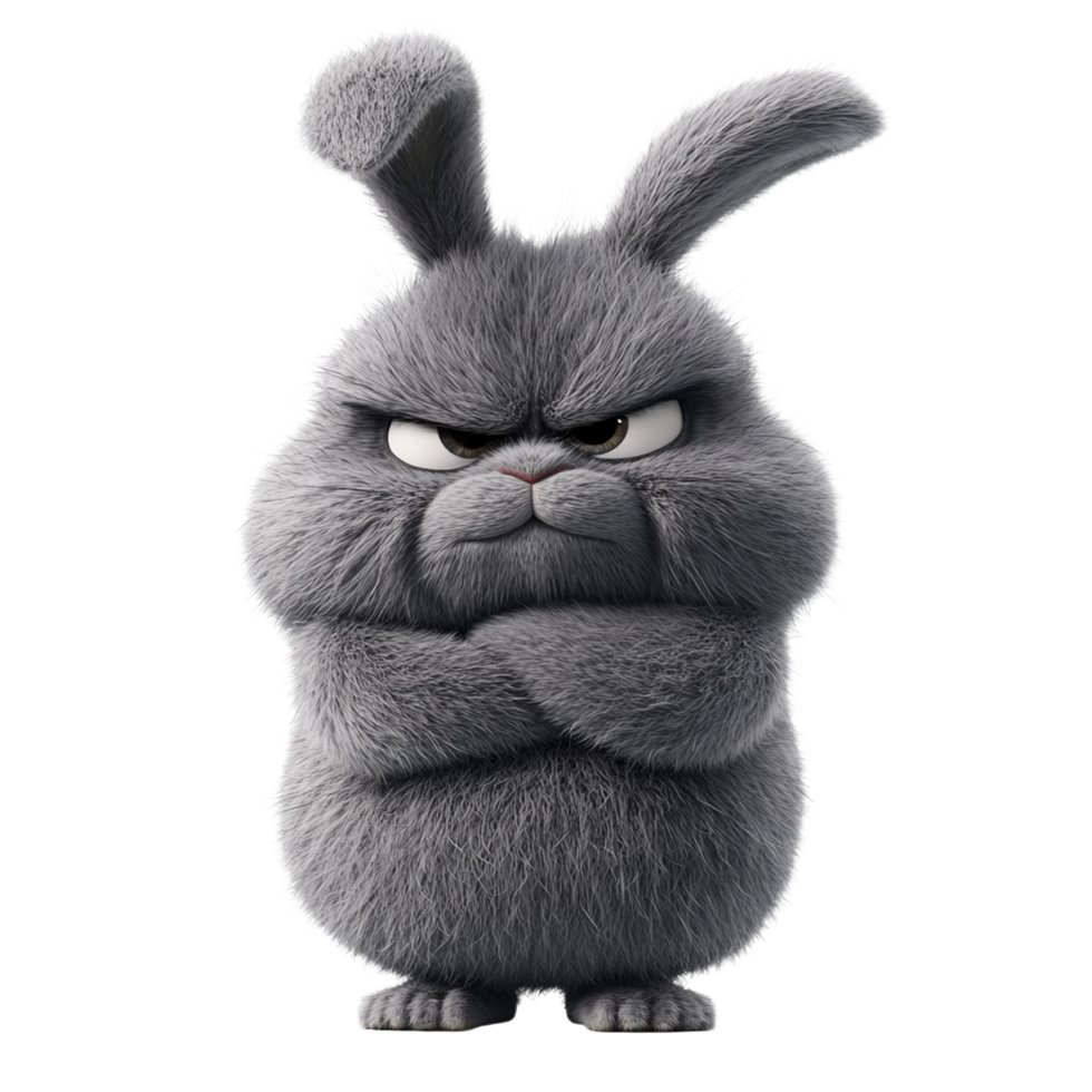 Gray Rabbit with Crossed Arms png