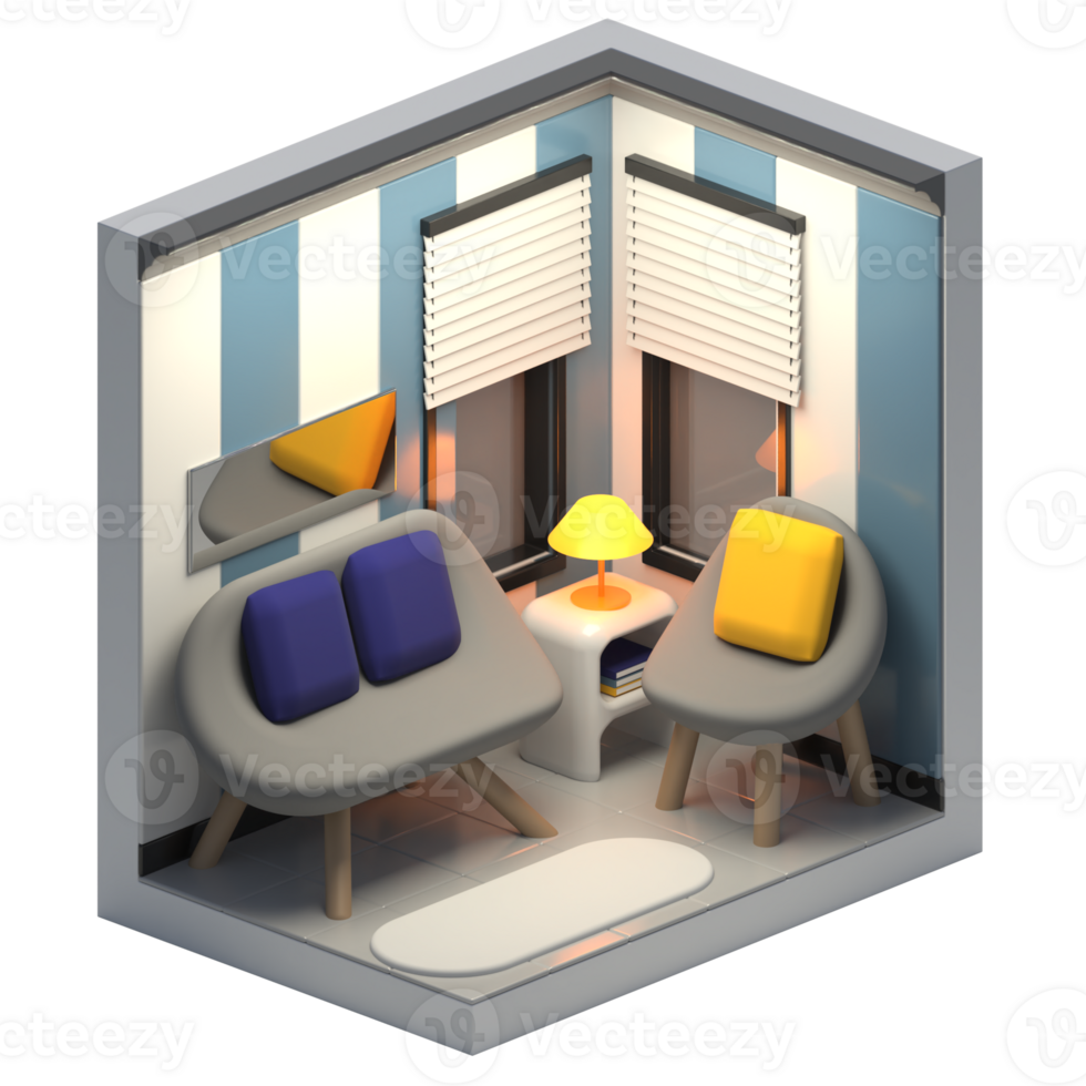 Sitting Room 3D Isometric png