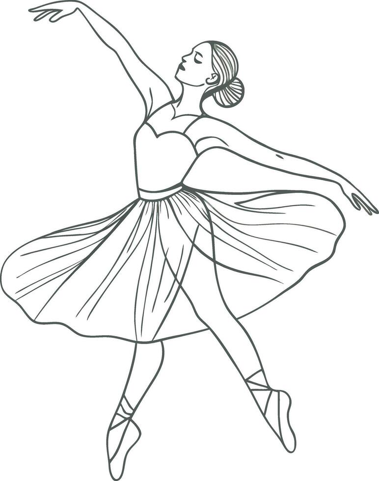 A drawing of a ballerina in a dress vector
