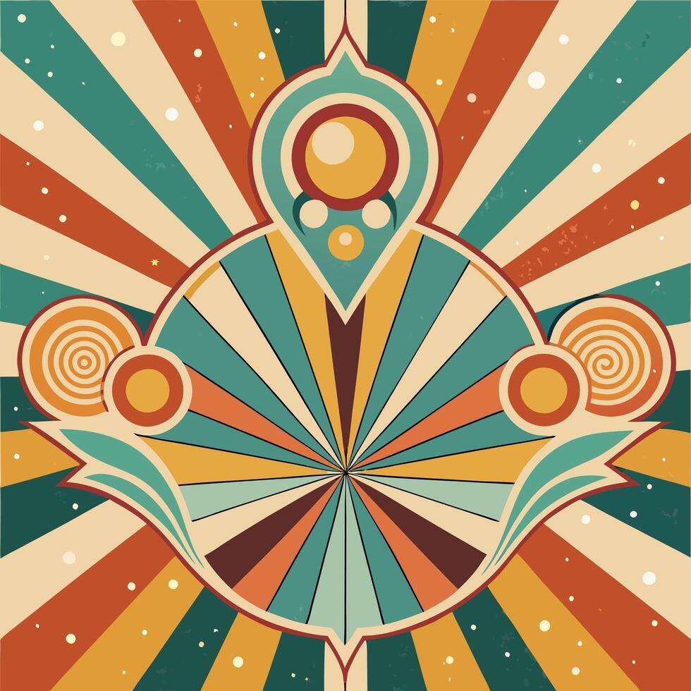 Retro psychedelic poster with a sunburst background vector