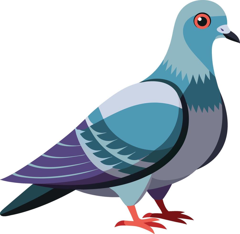 A pigeon with a blue and gray body and red eyes vector