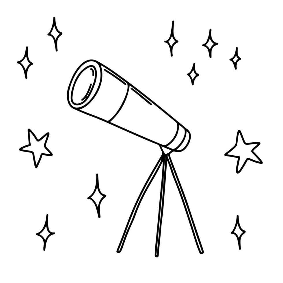 Telescope hand drawn doodle sketch vector