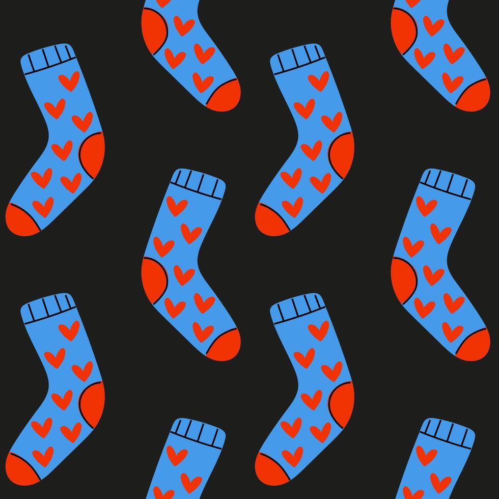 This is a vibrant and colorful sock pattern featuring a charming design of hearts vector