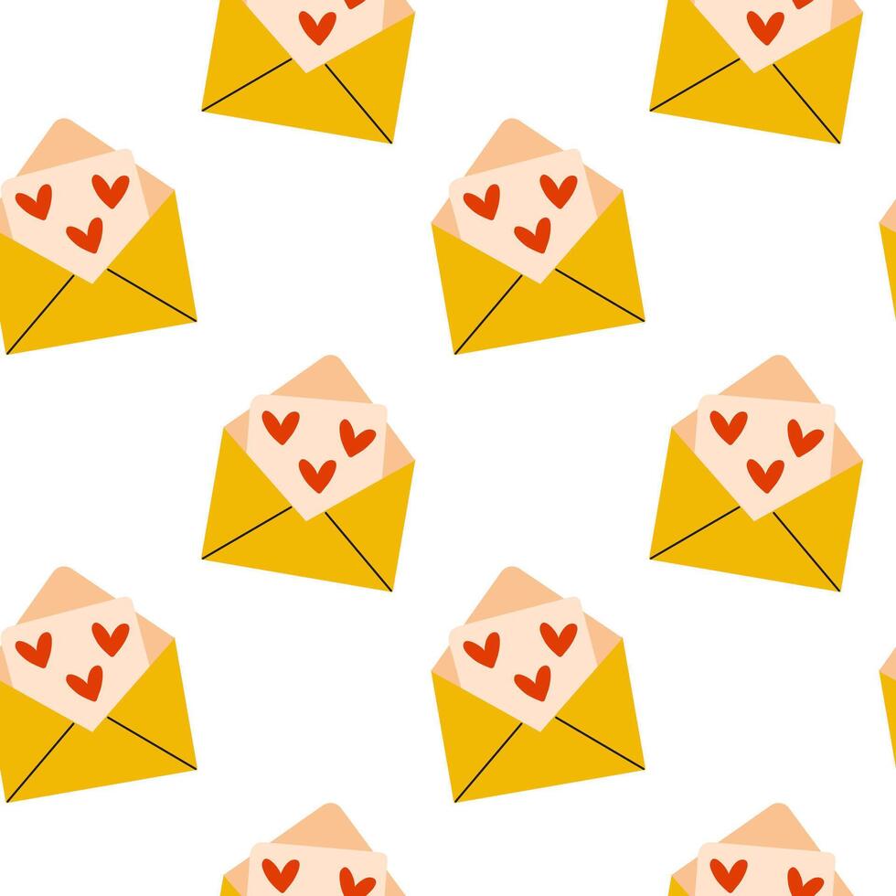 A charming and appealing pattern featuring cute love letters adorned with delightful hearts vector