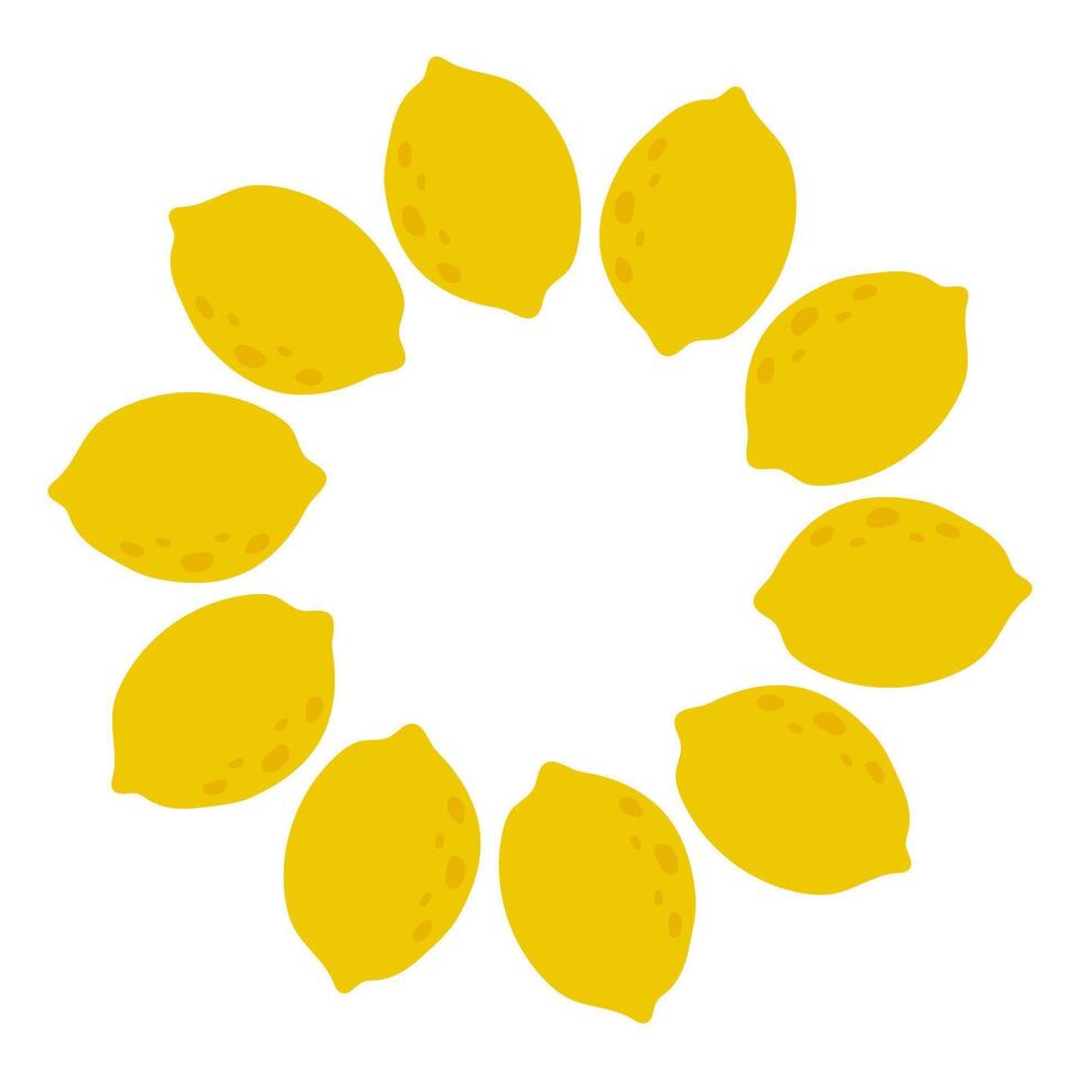Yellow lemons arranged in a circular pattern create a vibrant and fresh decorative display on a white background vector