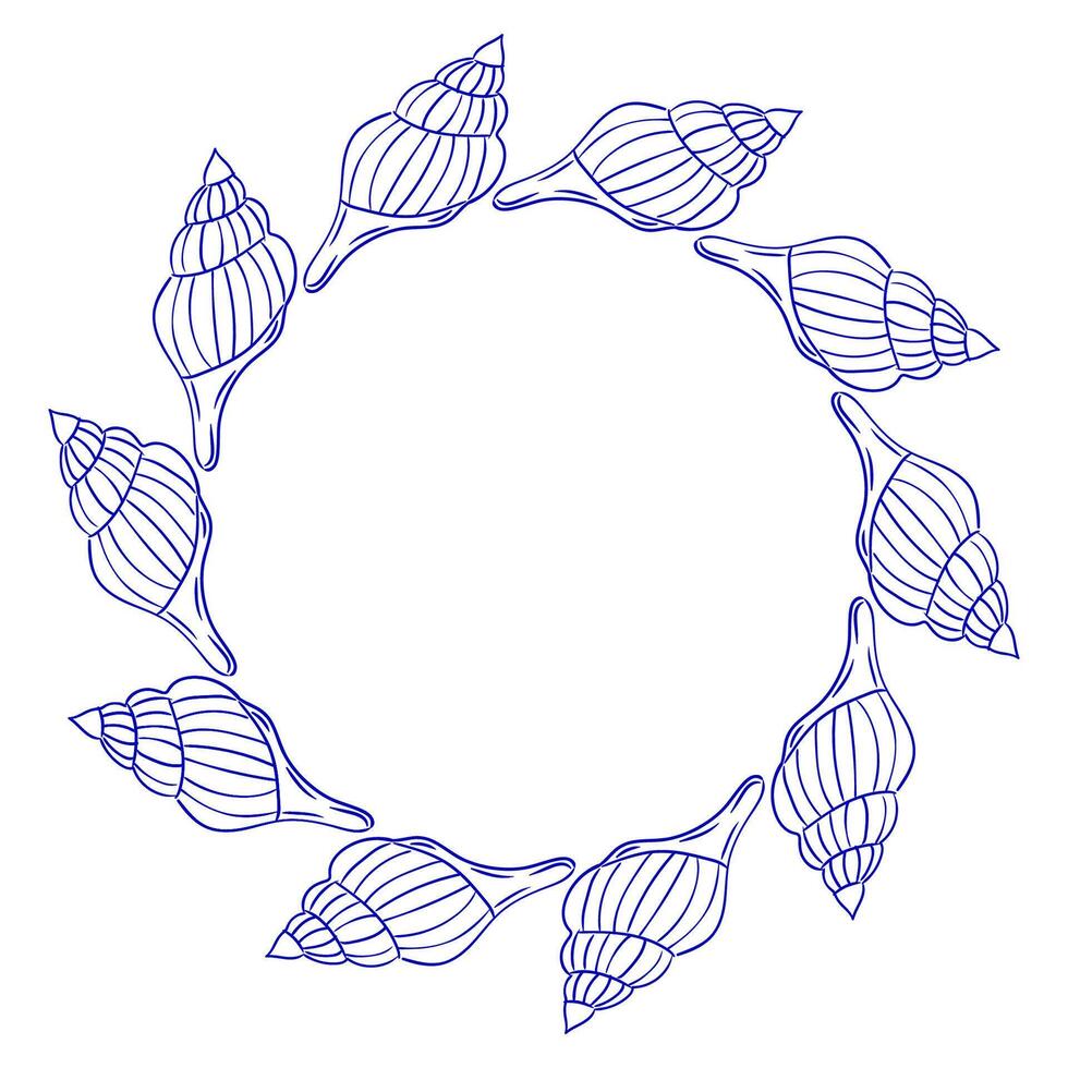 Shells arranged in a circular pattern on a plain background creating a decorative design vector