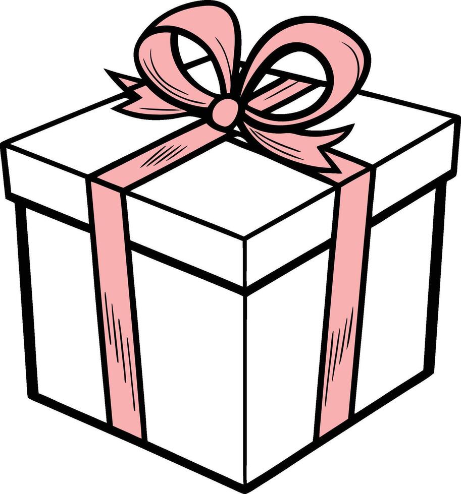 White box with a pink ribbon tied around it vector