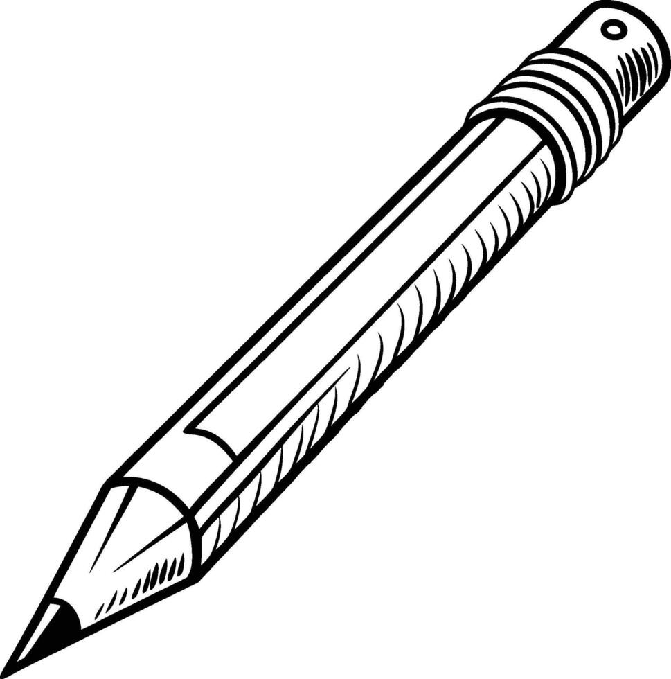 A pencil is drawn in black vector