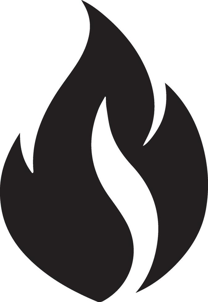 flame icon in a black and white vector