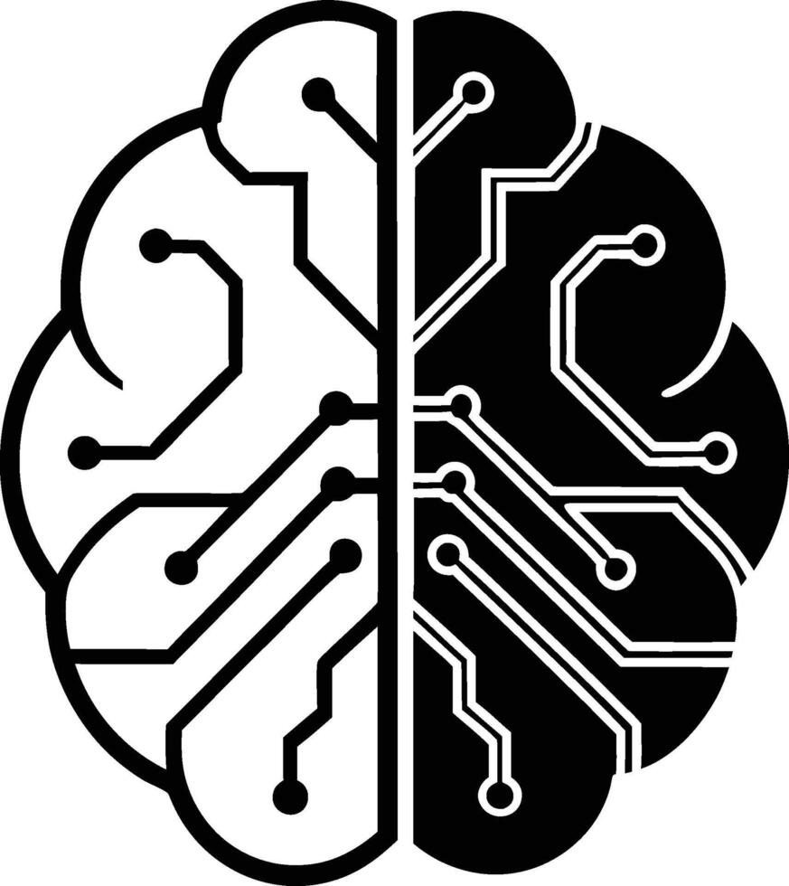 Brain with a black and white design vector