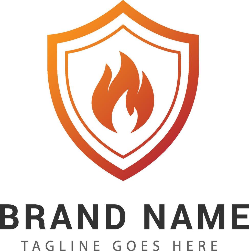 shield logo with fire icon vector