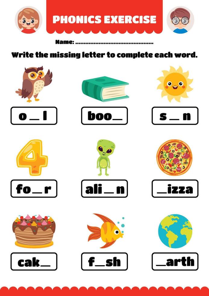 Words Worksheet Design vector