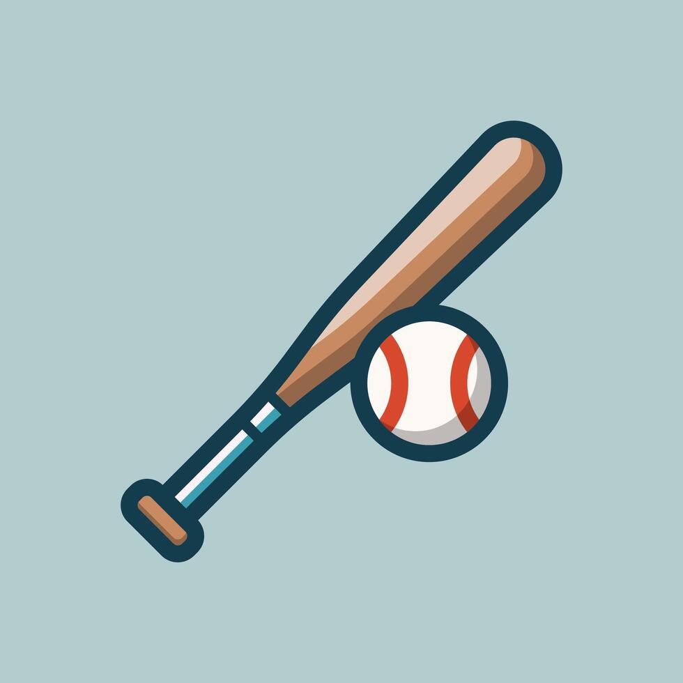 Baseball Bat and Ball Illustration cartoon flat design illustration vector