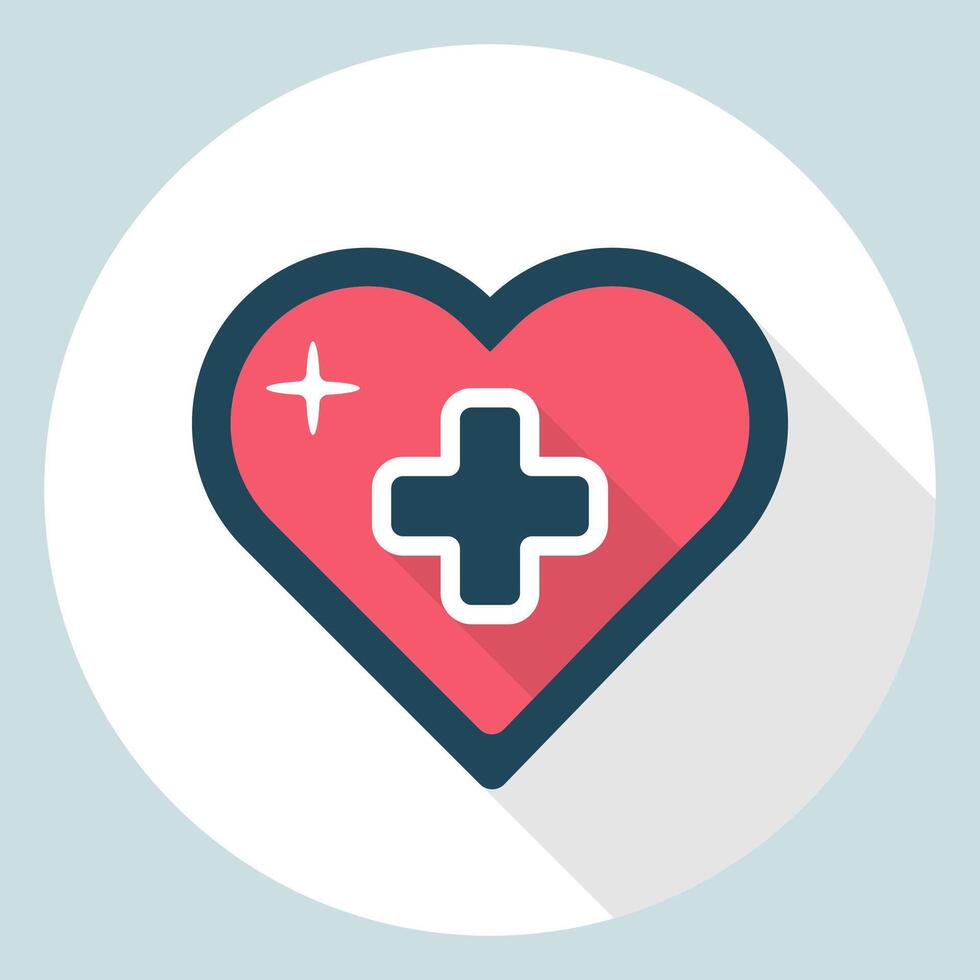 Heart with Medical Cross Symbol flat design Illustration vector