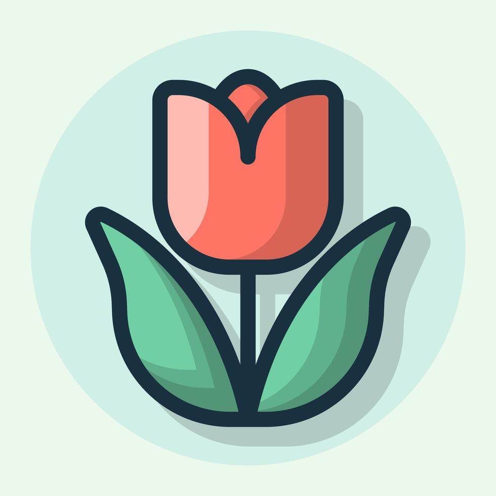 Elegant stylized tulip blossom icon cartoon flat design illustration vector