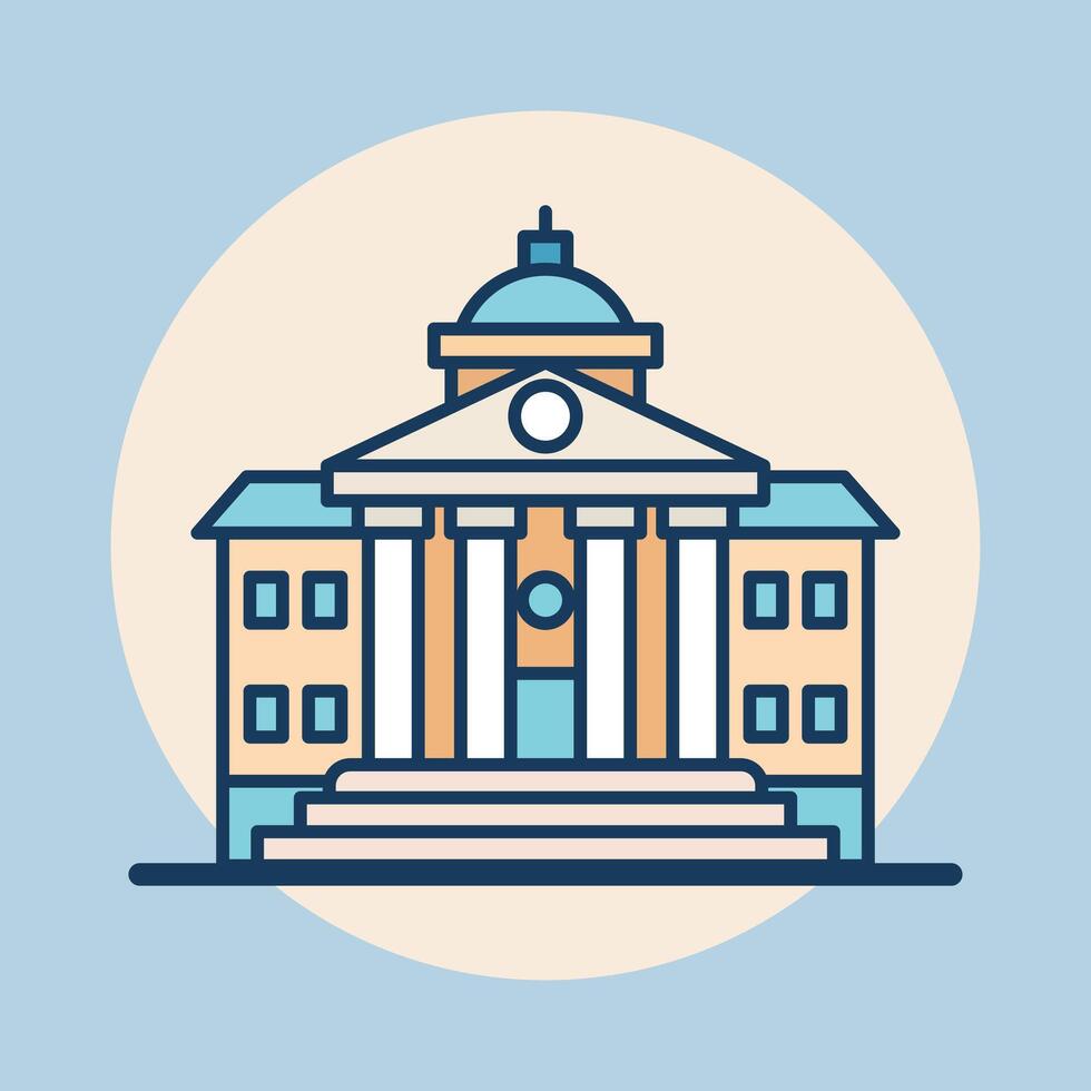 Stately building with classical facade flat design Illustration vector